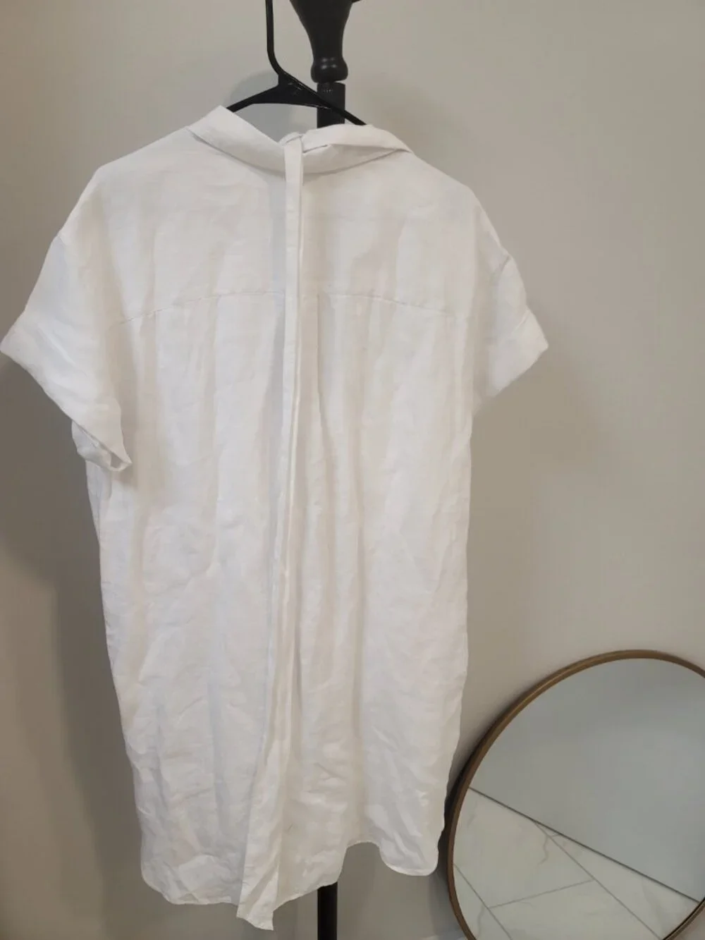 J. Crew Factory White Linen Button-Down Mini Shirt Dress - Picture 4 of 7